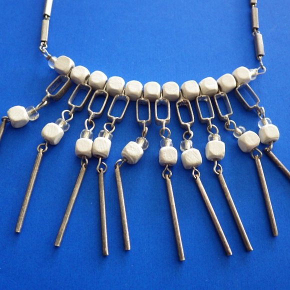 Pewter & Wood Necklace Bib by Kien - Picture 6 of 6